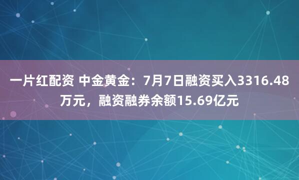 一片红配资 中金黄金：7月7日融资买入3316.48万元，融资融券余额15.69亿元