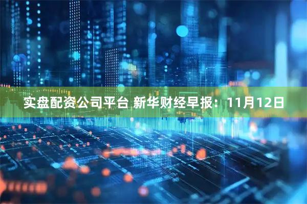 实盘配资公司平台 新华财经早报：11月12日