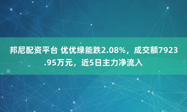 邦尼配资平台 优优绿能跌2.08%，成交额7923.95万元，近5日主力净流入