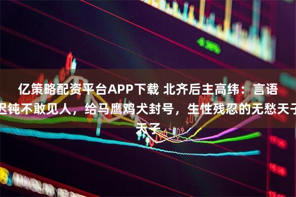 亿策略配资平台APP下载 北齐后主高纬：言语迟钝不敢见人，给马鹰鸡犬封号，生性残忍的无愁天子