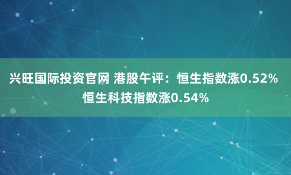 兴旺国际投资官网 港股午评：恒生指数涨0.52% 恒生科技指数涨0.54%