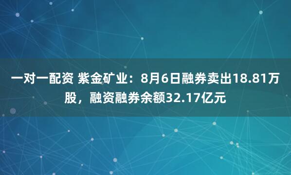 一对一配资 紫金矿业:8月6日融券卖出18.81万股,融资融券余额32.17亿元